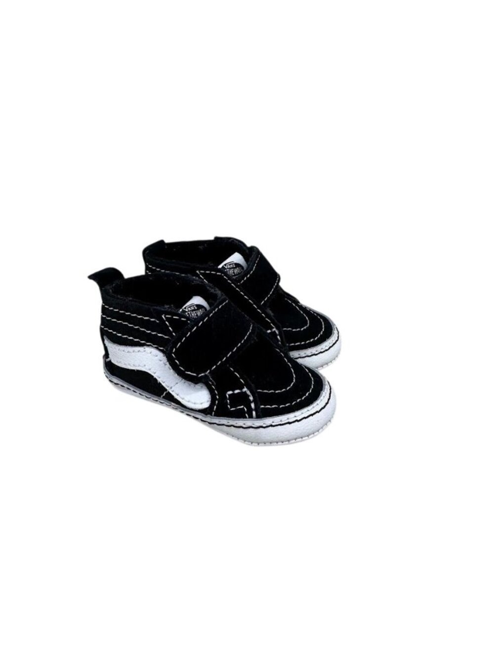 Vans Sk8 Hi Black Crib Shoes Soft Sole High Top Sneakers Hook & Loop Infant sz 2